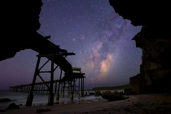 catherine hill bay with nights sky and milkyway