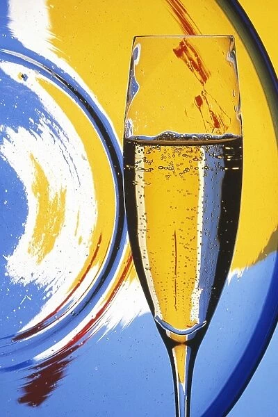 Champagne glass, colorful background