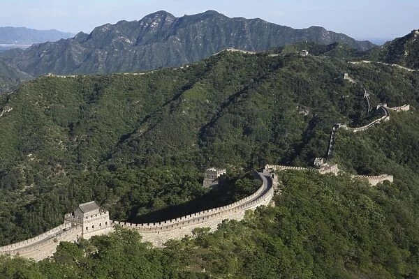 China, Hebei, Mutianyu, Great Wall of China, elevated view