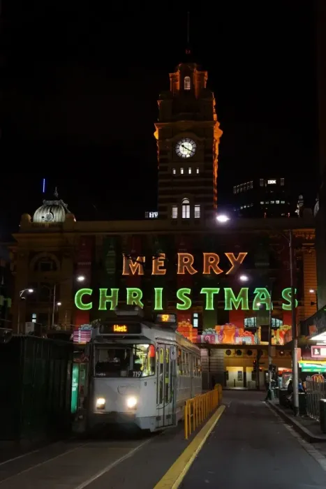 Framed Print : Christmas Sign, Flinders Street Train Station, Melbourne Australia