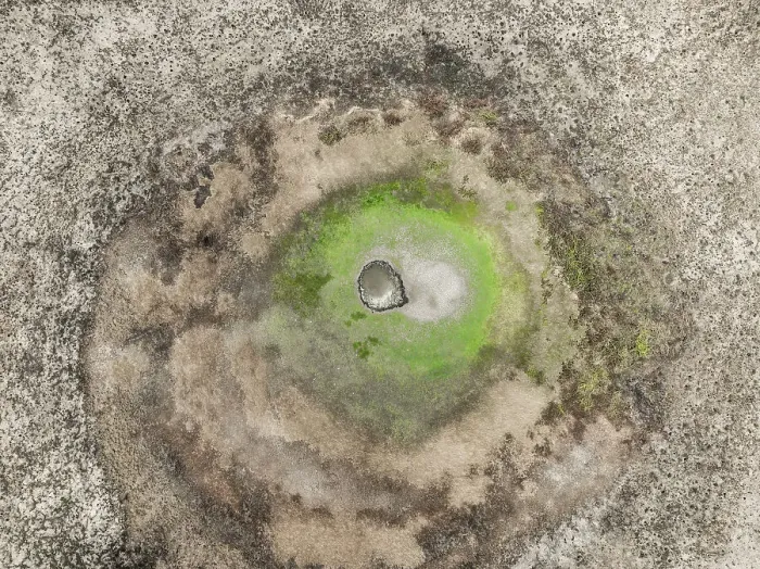 Framed Print : Circular shaped pool in Western Australia shot from a drone point of view, Australia