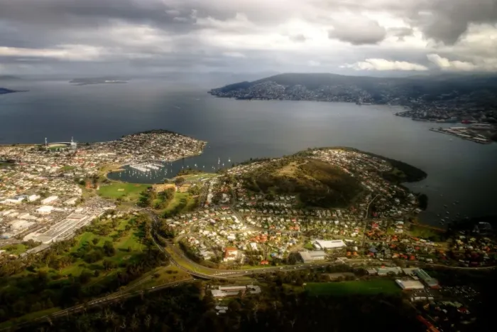 Framed Print : City of CLarence and Hobart bay aerial view Framed Print : City of CLarence and Hobart bay aerial view