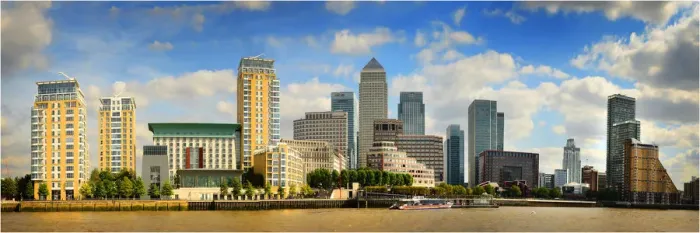 Framed Print : A part of the city of London skyline from the Thames river, England, United Kingdom
