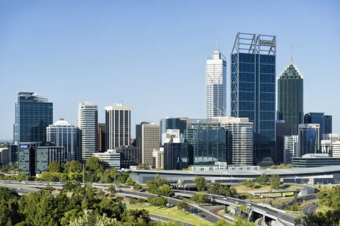 Framed Print : City skyline and freeways, Perth, Western Australia, Australia Framed Print : City skyline and freeways, Perth, Western Australia, Australia