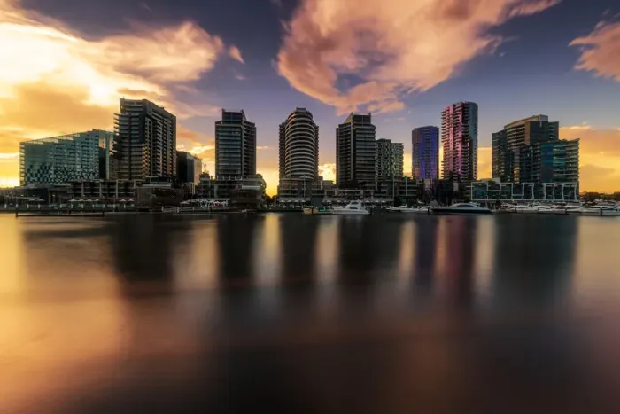 Framed Print : City Skyline across the River