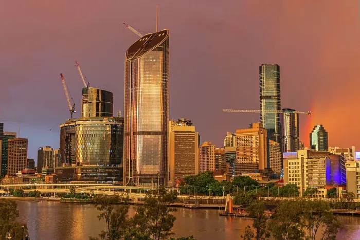 Framed Print : City skyscrapers sunset reflections purple sky Framed Print : City skyscrapers sunset reflections purple sky