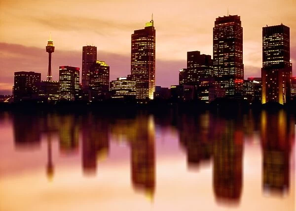 Cityscape of Sydney reflected in water