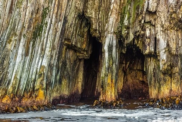 Close-up shot of the sea cave at Breaksea Islands and Bathurst Harbour, Tasmania