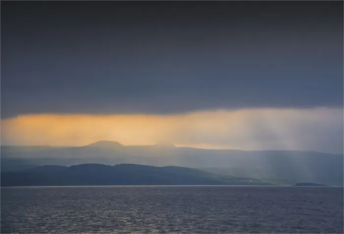 Framed Print : Cloudscape and rural scene, Isle of Skye, Scotland, the United Kingdom