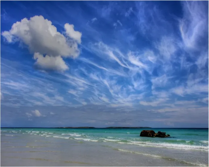 Framed Print : Cloudscape on Yellow rock Beach, West coast of King Island, Bass Strait, Tasmania