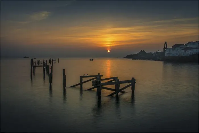 Framed Print : A coastal dawn at Swanage, Dorset, England, United Kingdom