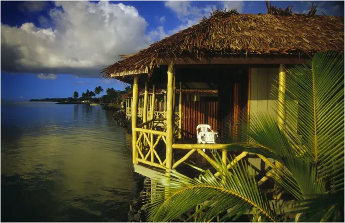 Framed Print : Coastal resort on The Island of Upolu, Western Samoa