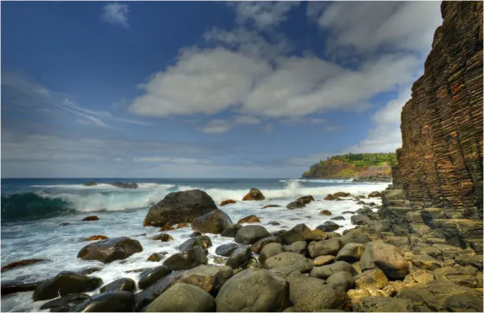 Framed Print : The coastal view looking towards Cascade bay, Norfolk Island