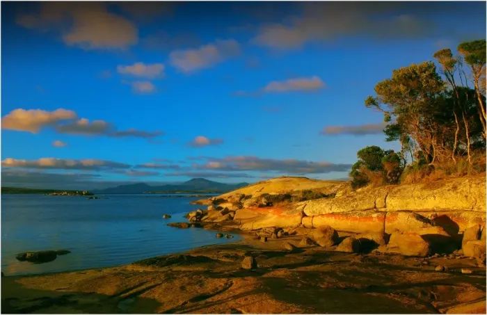 Framed Print : Coastline at first light near Lady Barron, Flinders Island Tasmania Framed Print : Coastline at first light near Lady Barron, Flinders Island Tasmania