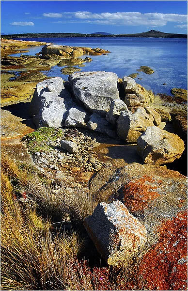 Coastline near Lady Barron, a small fishing village at the southern end of Flinders Island, Bass Strait, Tasmania