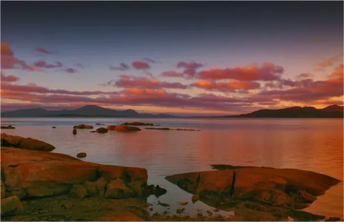 Framed Print : Coastline near Lady Barron, a small fishing village at the southern end of Flinders Island, Bass Strait, Tasmania