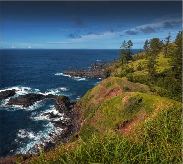 Framed Print : The coastline at Point Blackbourne on Norfolk Island