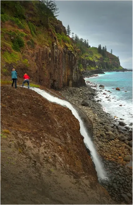 Framed Print : Cock-pit waterfall on the coastline of Norfolk Island, near Cascade bay