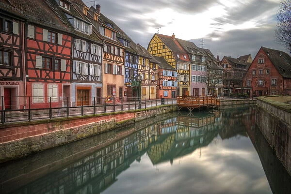 Colmar picturesque old town and canal reflections