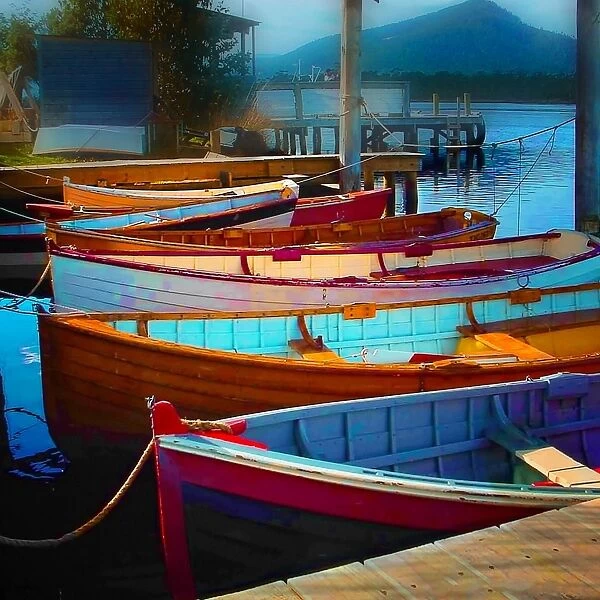 Colorful wooden boats