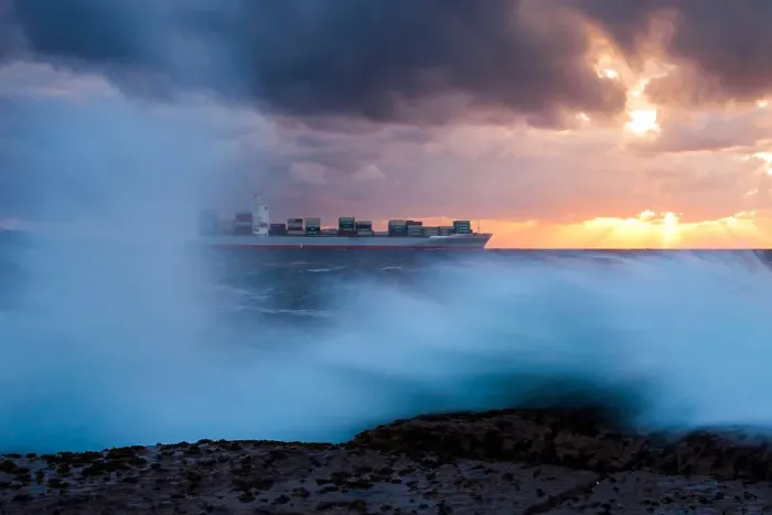 Framed Print : Container Ship sailing in to the Sunrise Framed Print : Container Ship sailing in to the Sunrise