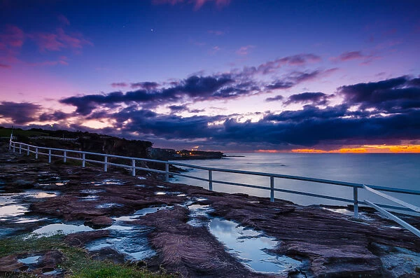 Coogee Beach, Sydney, NSW at sunrise (blue hour)