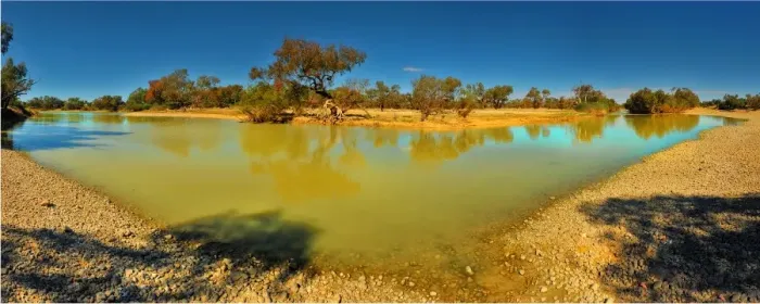Framed Print : The Cooper Creek in flood during the winter months, in the remote outback near Innamincka, South Australia