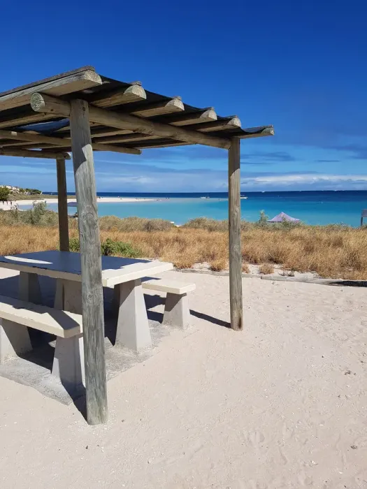 Framed Print : Coral Bay Beach and sunshades Framed Print : Coral Bay Beach and sunshades