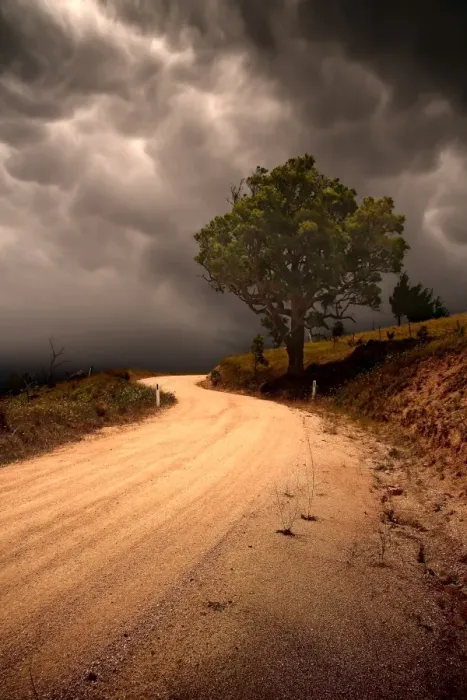 Framed Print : Country Road Against Dark Clouds Framed Print : Country Road Against Dark Clouds