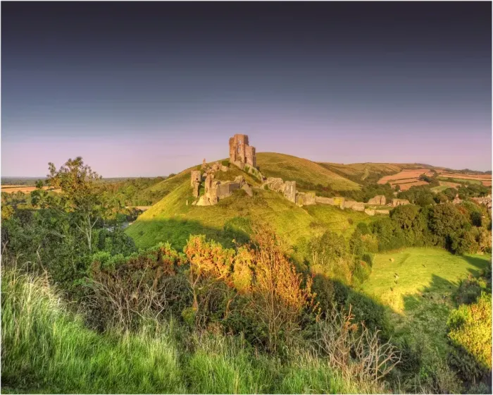 Framed Print : A countryside view near Corfe Castle, Isle of Purbeck, Dorset, England