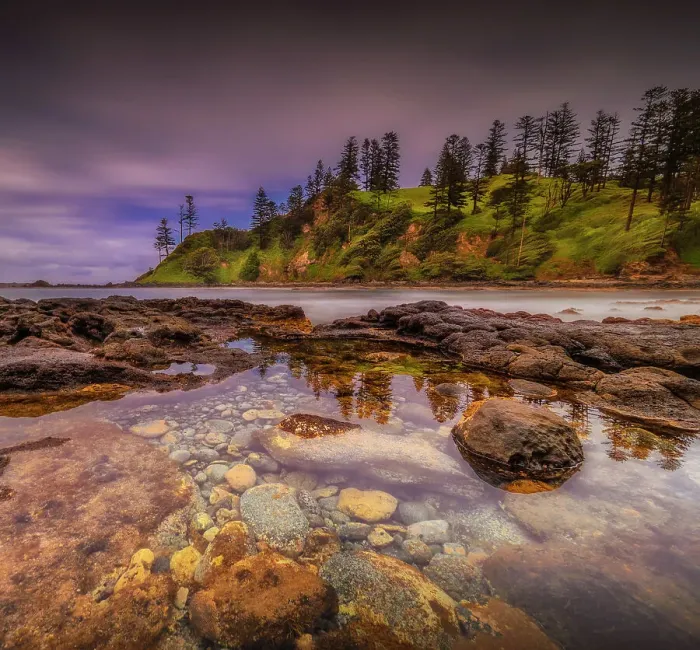 Framed Print : Cresswells bay at low tide, Norfolk Island, Australia, Southern South Pacific
