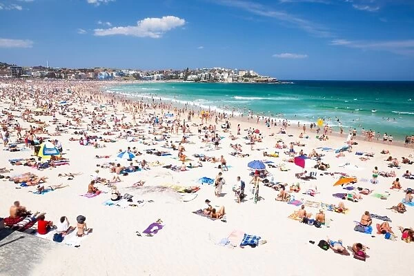 Crowded Bondi beach, Sydney, Australia