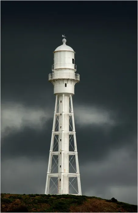 Framed Print : The Currie Lighthouse on King Island Tasmania, sent out from England and built in pieces from iron and steel
