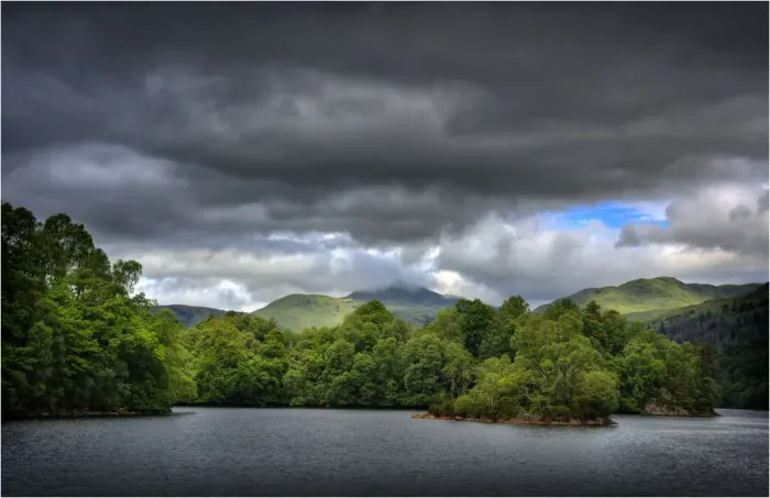 Framed Print : Dappled light over Loch Katrine, in the Trossachs, Scotland