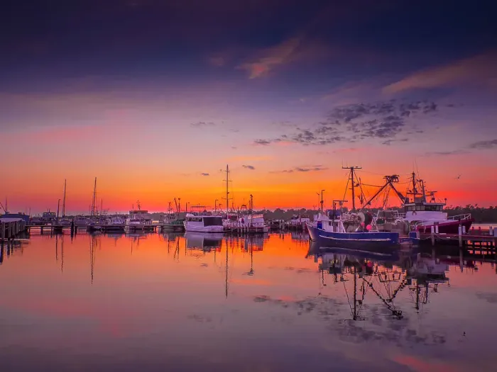 Framed Print : Dawn light on a late summer's morning at the Lakes Entrance Harbour, Victoria, Australia Framed Print : Dawn light on a late summer's morning at the Lakes Entrance Harbour, Victoria, Australia