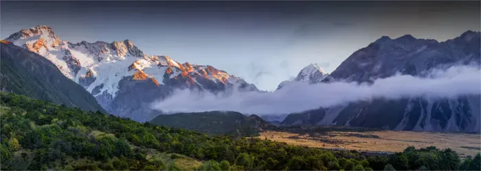 Framed Print : Dawn light of the Mt. Cook range, South Island, New Zealand
