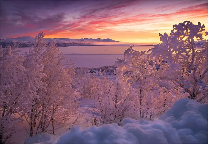 Framed Print : Dawn light sweeps across the landscape at Bjorkliden, Lapland, Sweden