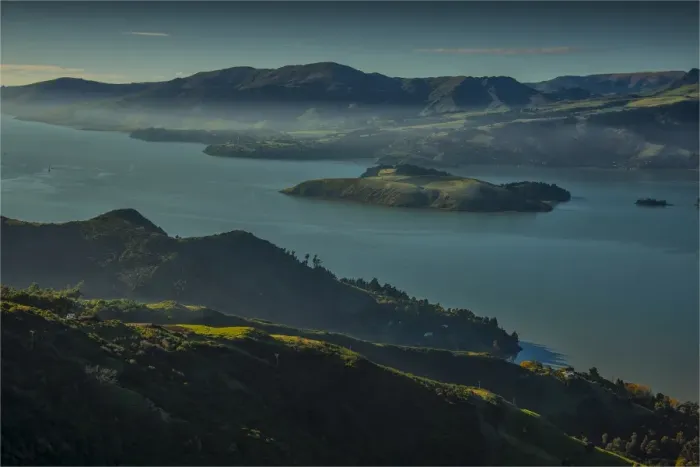 Framed Print : Dawn at Lyttelton harbour, South Island, New Zealand