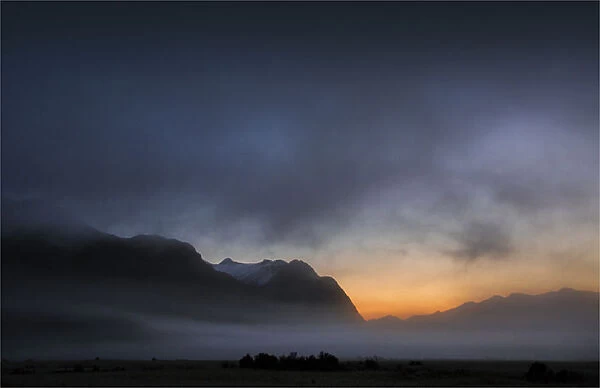 Dawn mist rising from the Eglinton Valley, south island, New Zealand