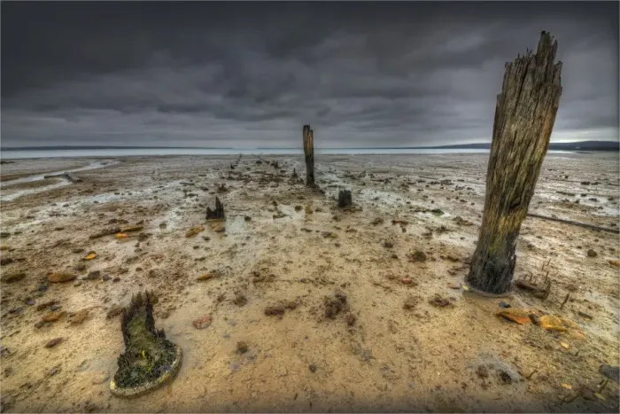 Framed Print : The derelict Queensferry jetty, Western-port bay, Victoria, Australia