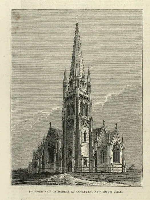 Framed Print : Design for St Saviours Cathedral, Goulburn, Australia, 1870s, Victorian Religious Architecture Framed Print : Design for St Saviours Cathedral, Goulburn, Australia, 1870s, Victorian Religious Architecture