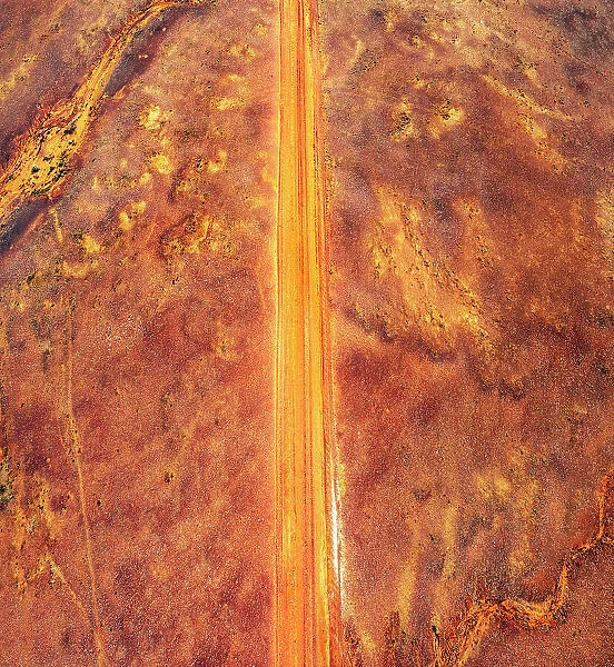 Dirt road line outback landscape aerial