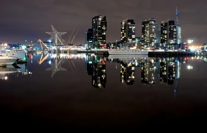 Framed Print : Docklands skyline at night in Melbourne Framed Print : Docklands skyline at night in Melbourne