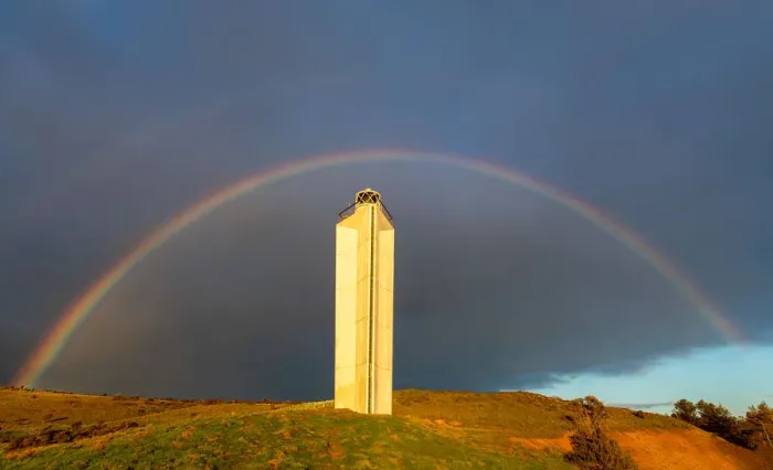 Framed Print : Double Rainbow over the Cape Jarvis Lighthouse