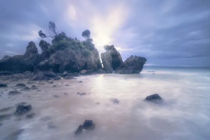 Framed Print : A dramatic rocky shoreline at dawn in Victoria, Australia