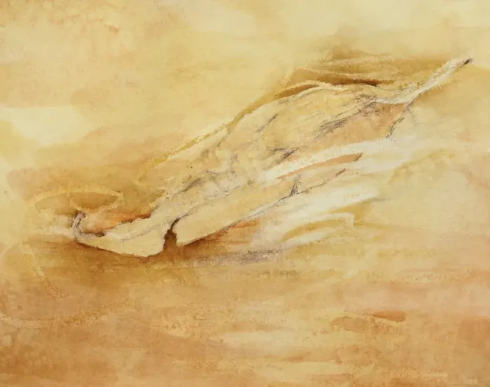 Framed Print : Dried Leaf Mixed Media Sepia Toned Artwork