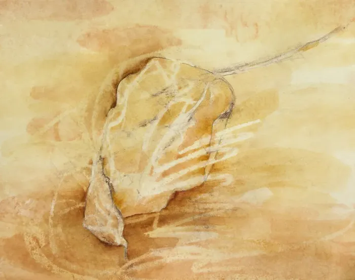 Framed Print : Dried Leaf Mixed Media Sepia Toned Artwork Framed Print : Dried Leaf Mixed Media Sepia Toned Artwork