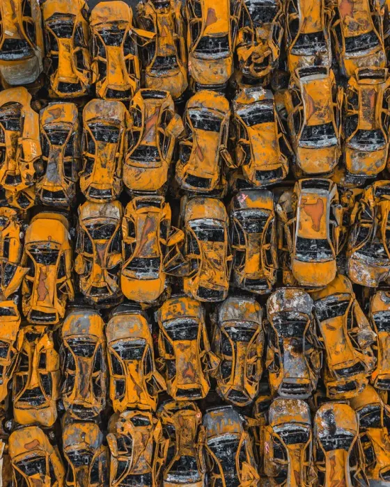 Framed Print : Drone image of cars damaged by fire, Savona, Italy Framed Print : Drone image of cars damaged by fire, Savona, Italy