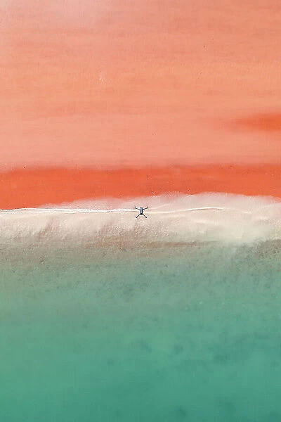Drone image directly above a drone hovering over Simpson Beach, Broome, Western Australia, Australia