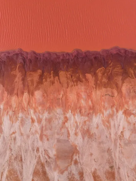 Framed Print : Drone image looking down on the edge of a salt lake, Derby, Western Australia, Australia
